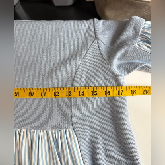 NEW English Factory Knit Stripe Woven Mixed Dress Blue & White Sz S - Picture 10 of 11